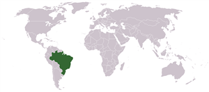 Ubicación de Brasil (en verde) en el mapa del mundo