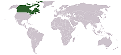 Ubicación de Canadá (en verde) en el mapa mundial