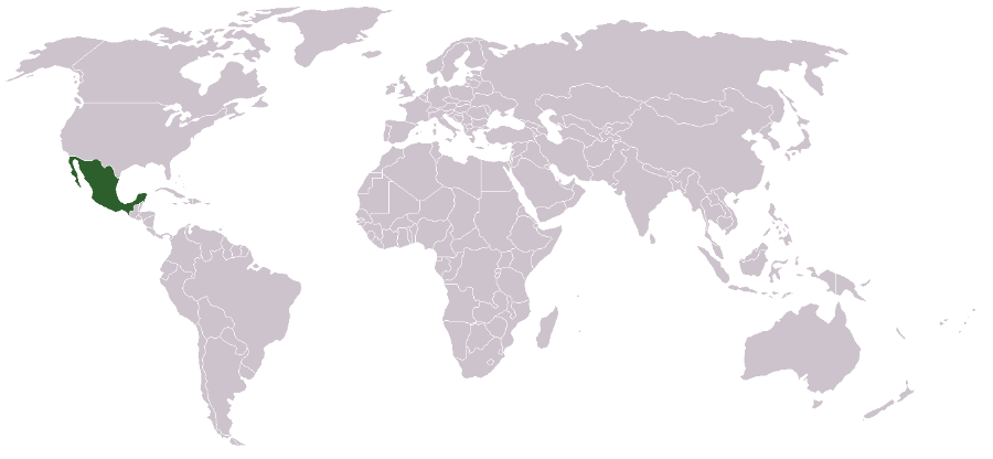 Ubicación de México (en verde) en el mapa mundial