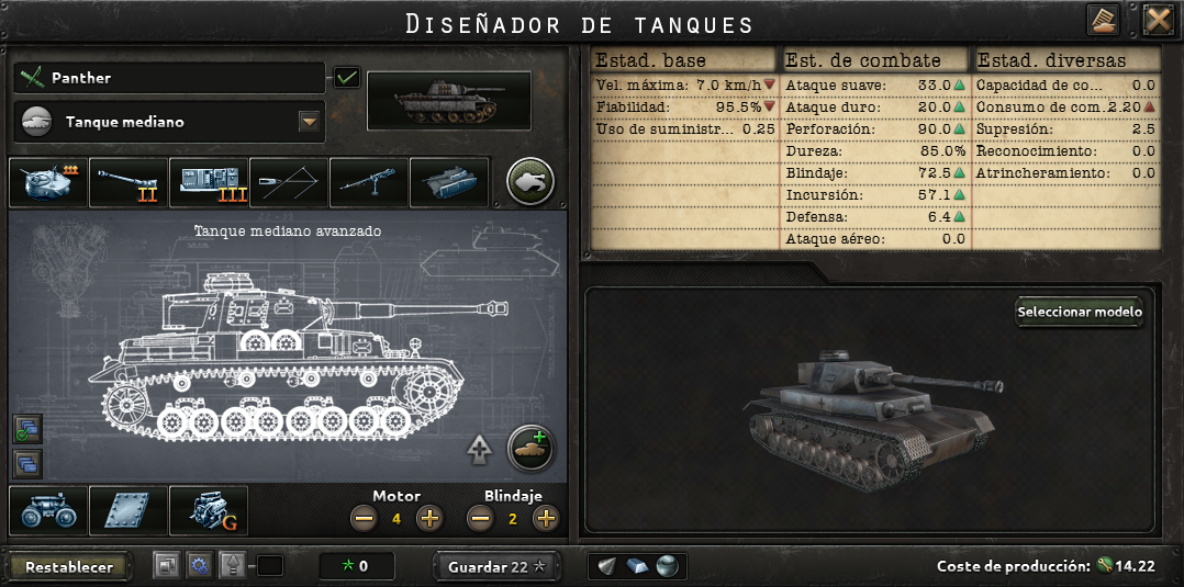 Captura oficial de la interfaz del diseñador de tanques