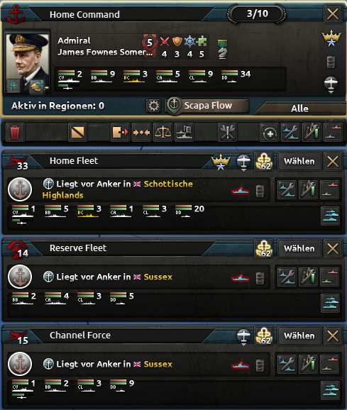 Offizieller Screenshot der Marinekommandohierarchie, mit der Heimatflotte und ihren Einsatzgruppen