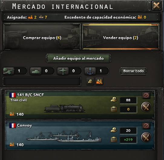 Captura oficial de la pestaña de venta del mercado internacional