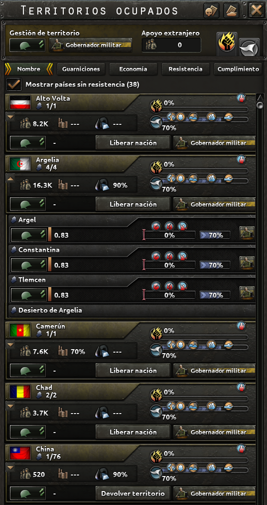 Captura oficial de la pestaña de Territorios Ocupados